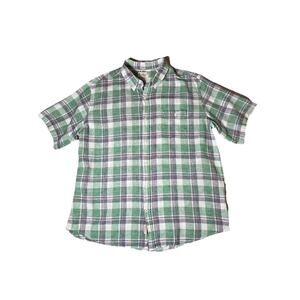Weatherproof Vintage Men’s Washable Linen Short‎ Sleeve Woven Shirt Green XXL